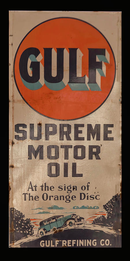 Man Cave Sign Photograph - Gulf Supreme motor oil sign by Flees Photos