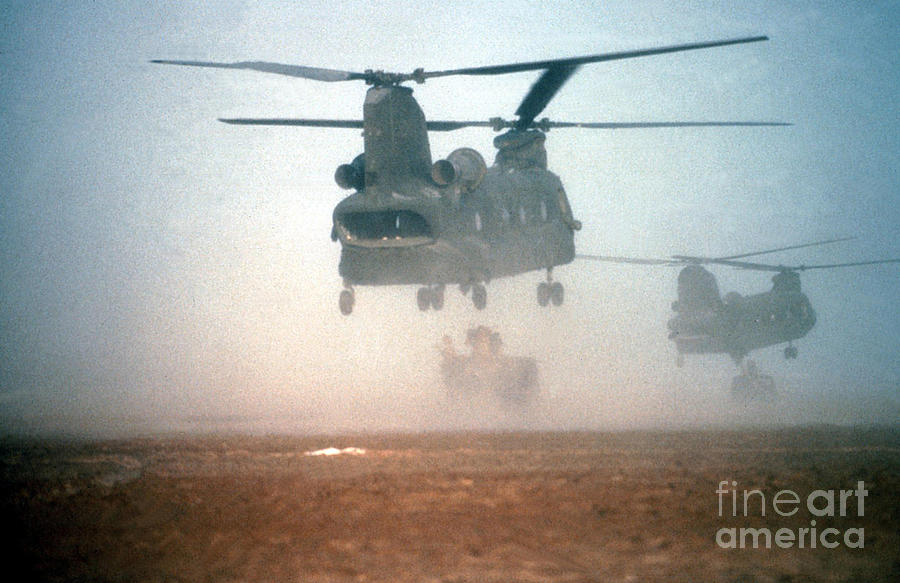 Gulf War - Helicopters, 1992 Photograph by Granger