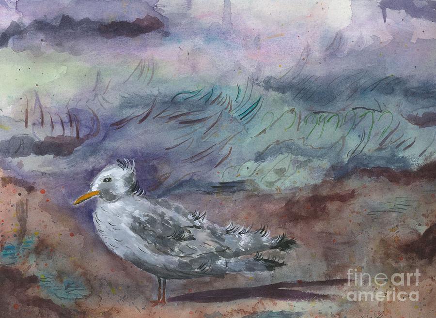 Gull on a Windy Day Painting by L A Feldstein