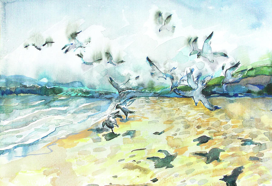 Gulls Painting by Katya Atanasova
