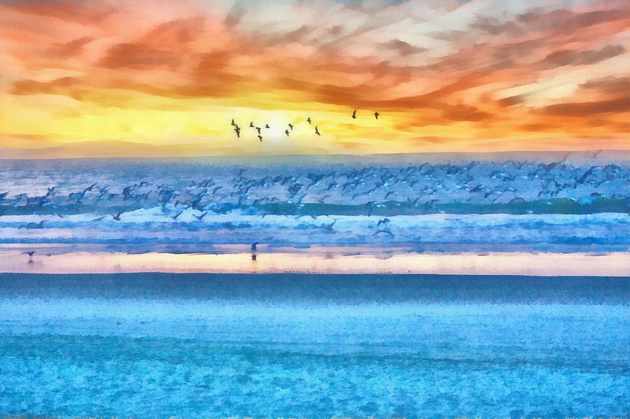 Gulls North Myrtle Painting by Harry Warrick