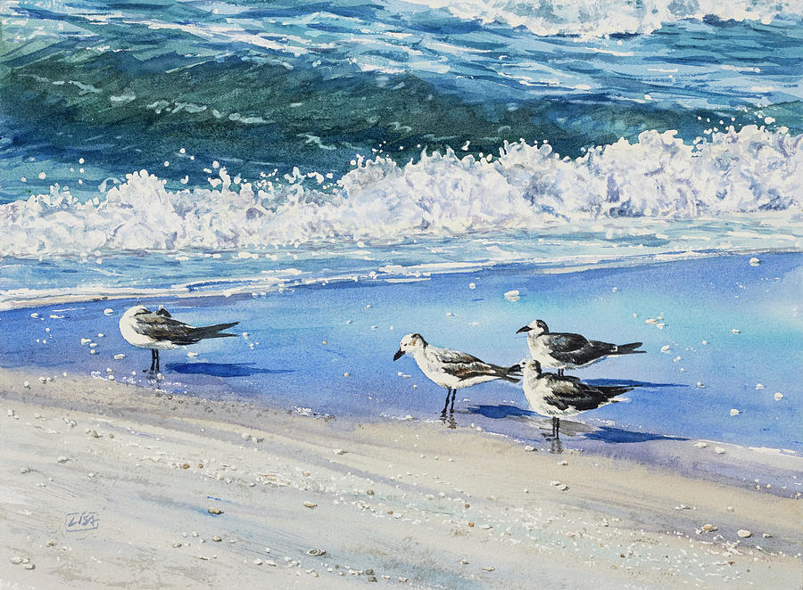Gulls on the Shore Painting by Lisa Tennant