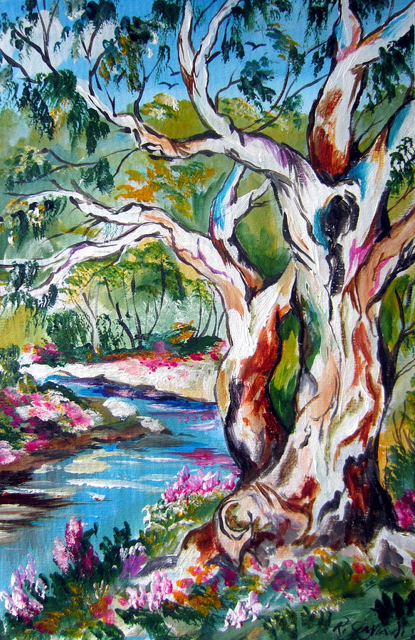 Gumtrees in the Outback Painting by Roberto Gagliardi