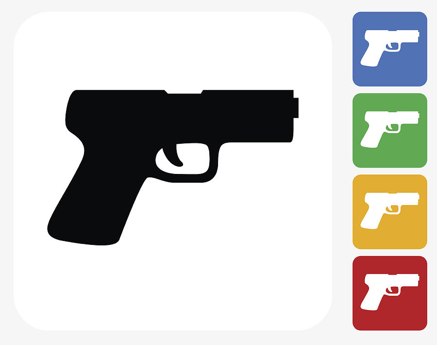Gun Icon Flat Graphic Design Drawing by Bubaone
