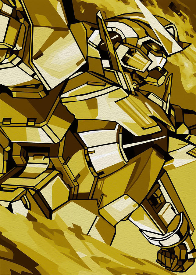 Gundam Golden Robot Digital Art by Michael Anime