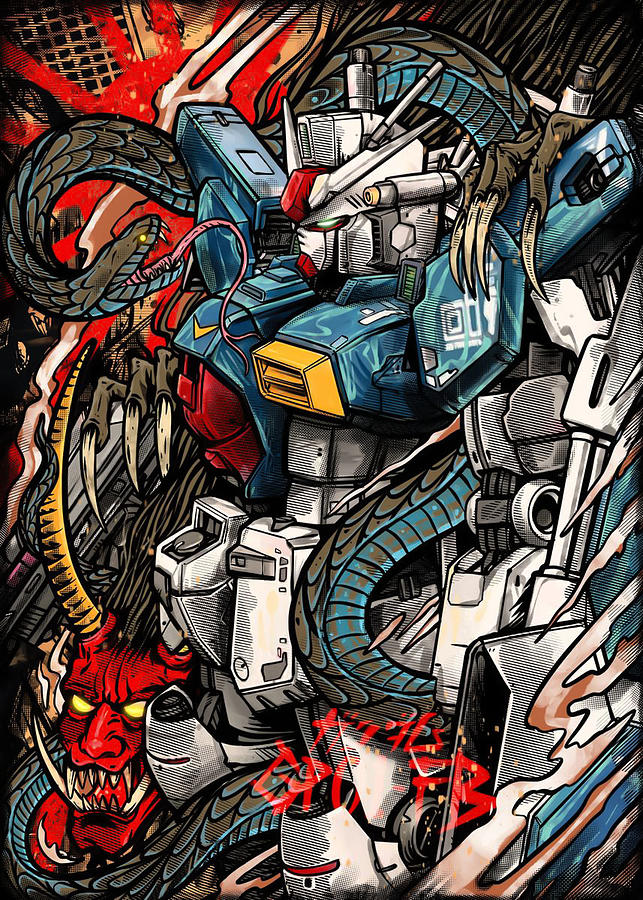 Gundam Robot Sazabi Poster Digital Art by Michael Anime