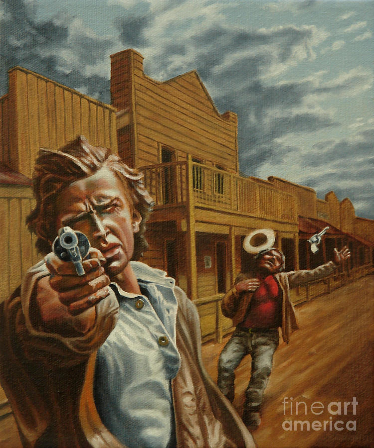 Gunfight Painting by Ken Kvamme