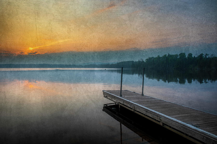 Gunflint Lake Dock Sunset Photograph by Dan Sproul