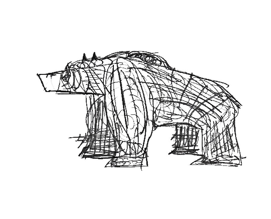Gung Ho Bear Drawing by Pam OMara