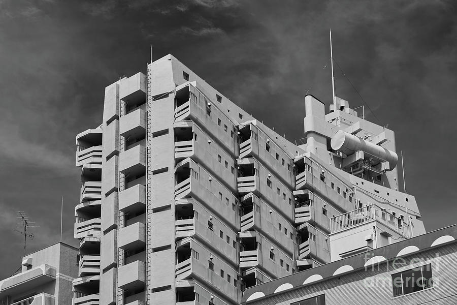 Architecture Photograph - Gunkan Higashi Shinjuku Tokyo Battleship Building 03795 by Organic Synthesis