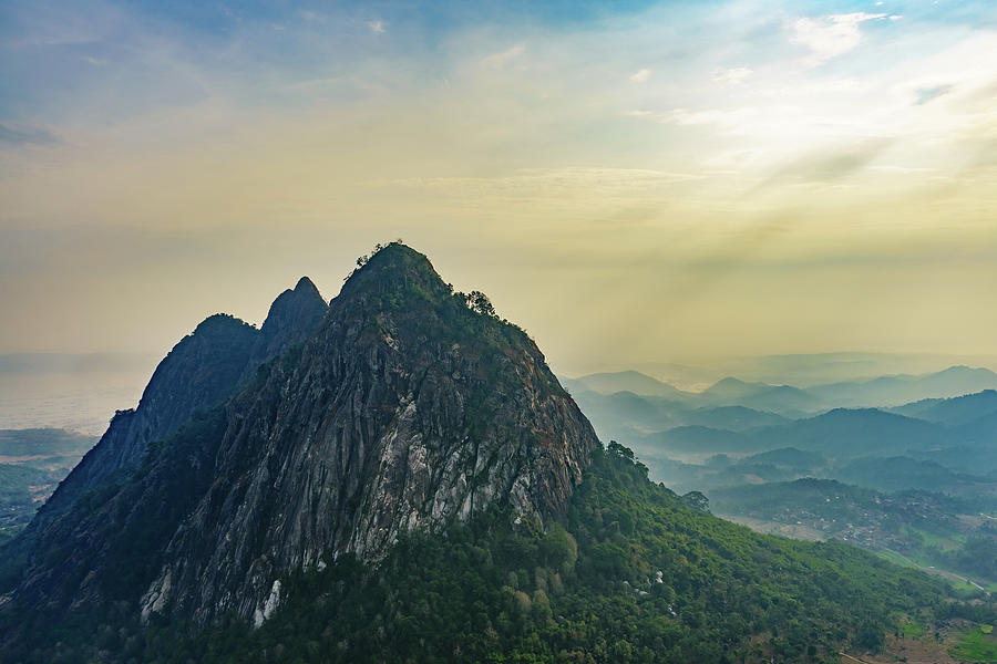 Gunung Parang In The Morning Haze And Many Hills In The Distance Near Purwakarta Java Indonesia Photograph By Edgaras Sarkus