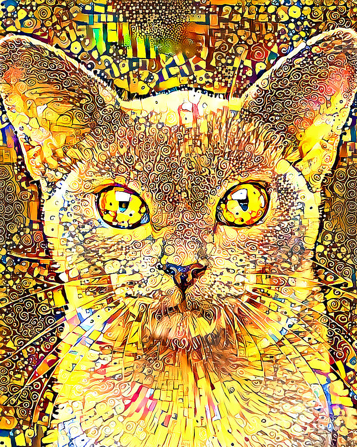 Gus The Art Nouveau Cat in Contemporary Vibrant Colors 20201003 v2 Photograph by Wingsdomain Art and Photography