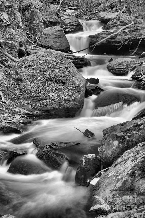Waterfall Photograph - Gushing Through Glen Leigh Black And White by Adam Jewell