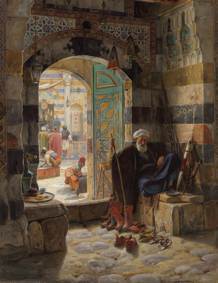 Gustav Bauernfeind German, 1848-1904 Warden Of The Mosque, Damascus Painting