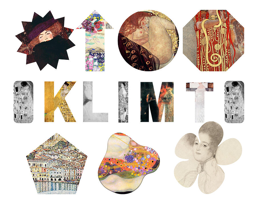 Gustav Klimt Collection with Shapes Mixed Media by Bob Pardue