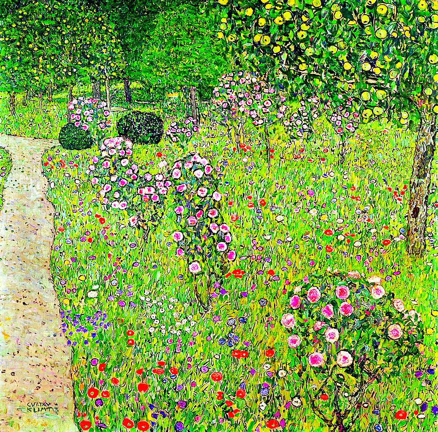 Gustav Klimt Painting - Gustav Klimt - Orchard with Roses by Vladimir Lomaev