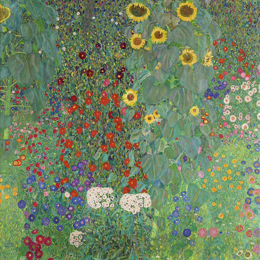 Gustav Klimt s Farm Garden with Sunflowers Painting by MotionAge Designs
