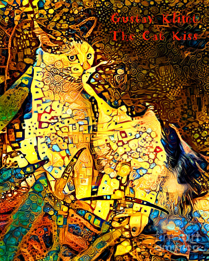 Gustav Klimt The Cat Kiss 20220131 with text Photograph by Wingsdomain Art and Photography
