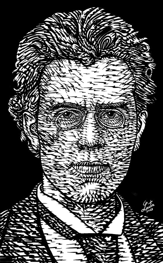 Mahler Drawing - GUSTAV MAHLER ink portrait .1 by Fabrizio Cassetta