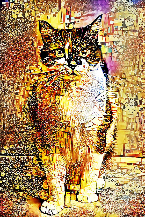 Gustav The Art Nouveau Cat in Contemporary Vibrant Colors 20200927 v3 Photograph by Wingsdomain Art and Photography