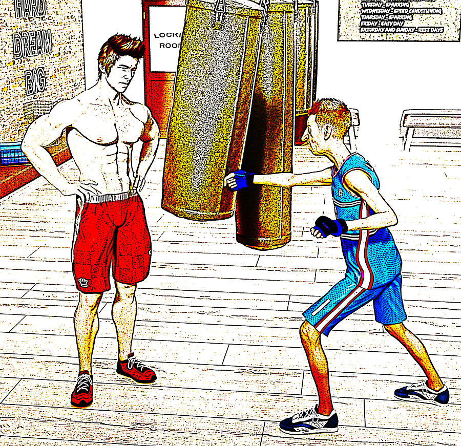 Gym Training Exercise Comic Illustration 1 Drawing