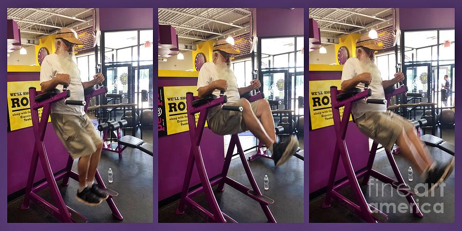 Gym Working Out Wide Triptych Photograph