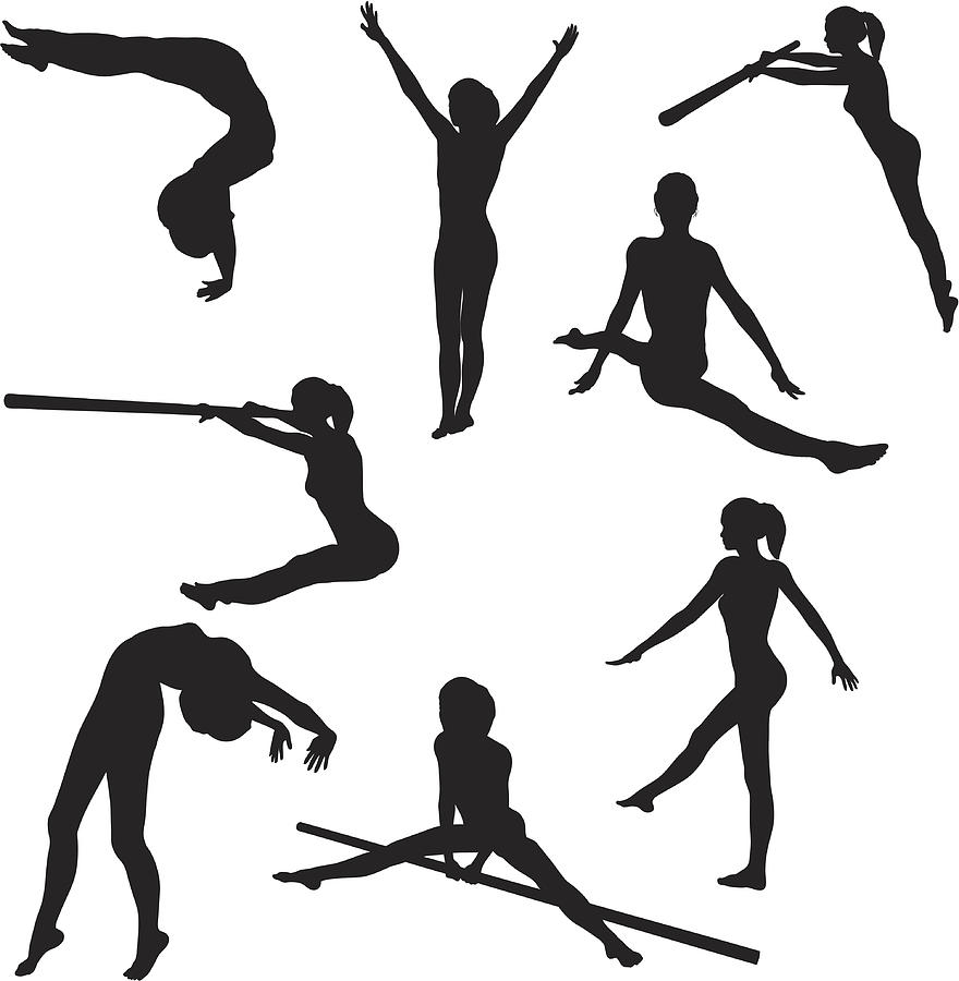 Gymnastics Silhouette Collection (vector+jpg) Drawing by Hypergon