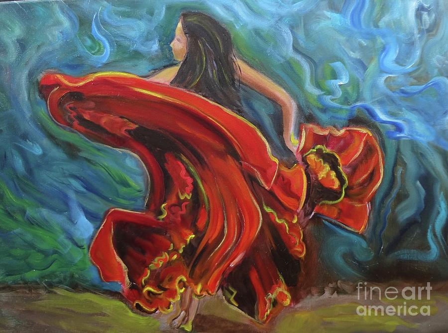 Gypsy Dancer Red Painting by Jenny Lee