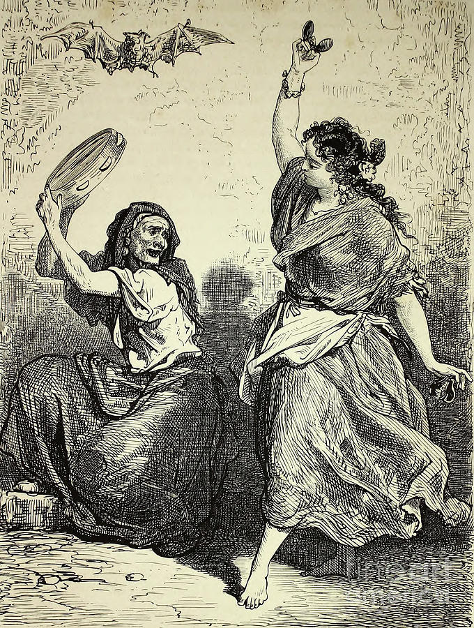 Gypsy dances By Gustave Dore w1 Drawing by Historic illustrations