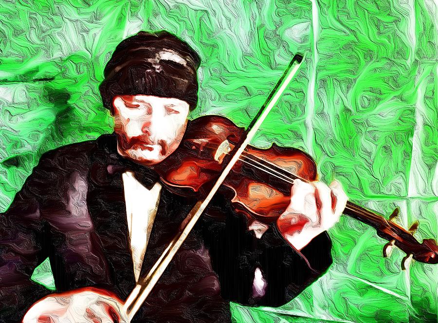 Gypsy Jazz Violinist Mixed Media by Bencasso Barnesquiat