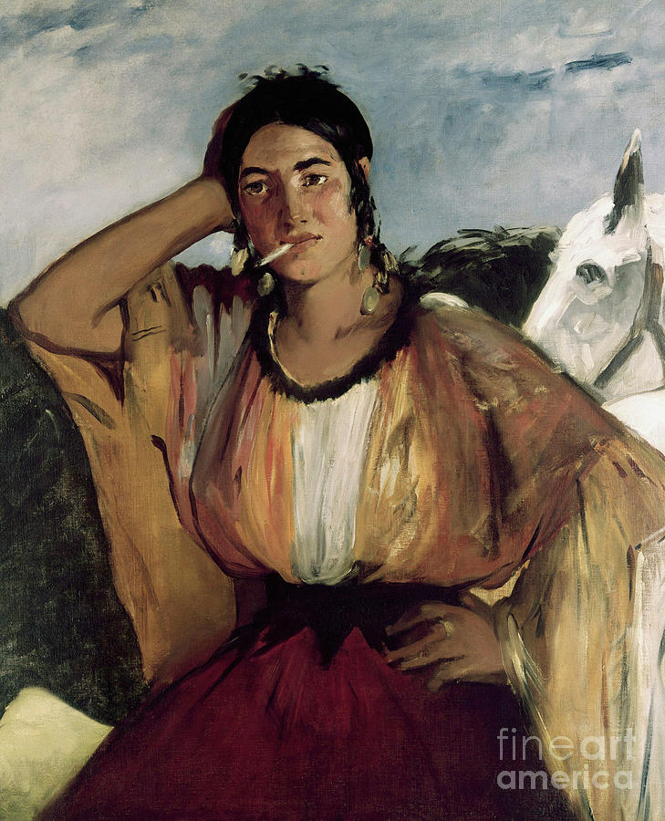Gypsy with a Cigarette, Indian Woman Smoking Painting by Edouard Manet