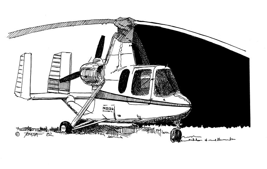 Gyrocopter Drawing by Bill Tomsa