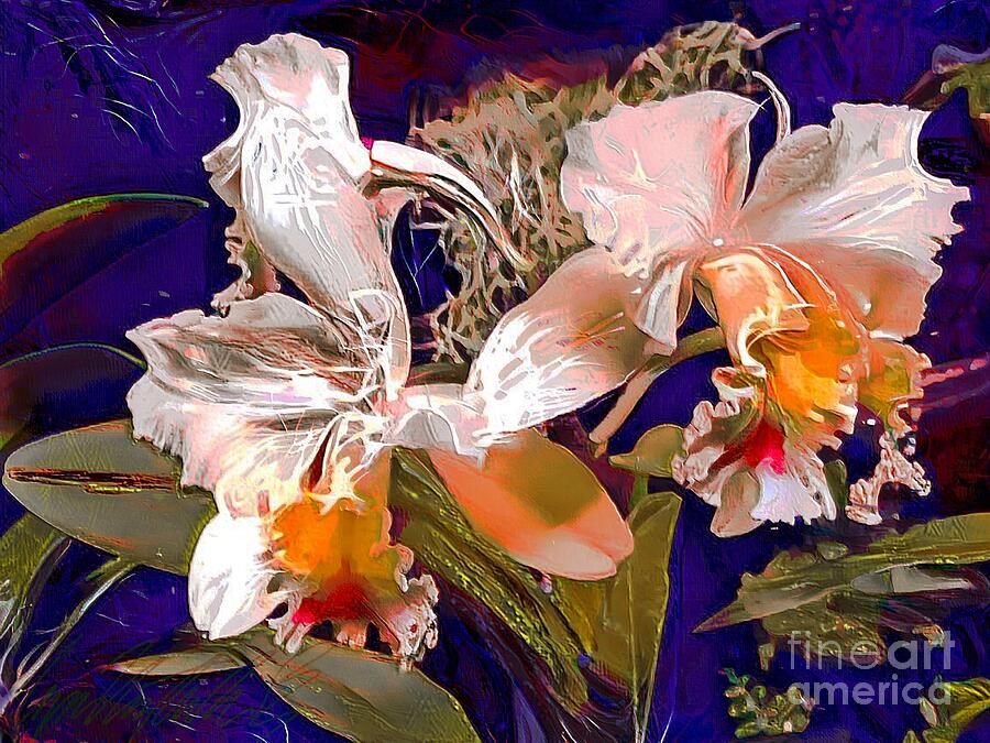 H - Cattleya Orchid Arrangement at Botanical Garden Annual Flower Show - Horizontal Painting by Lyn Voytershark