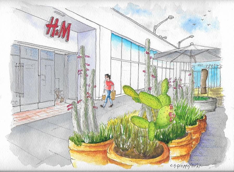 H-M in Westfield Mall, Century City, California Painting by Carlos G Groppa