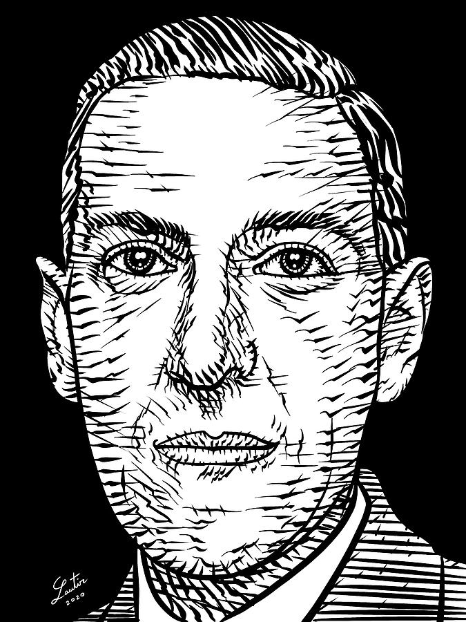 H. P. LOVECRAFT ink portrait Drawing by Fabrizio Cassetta