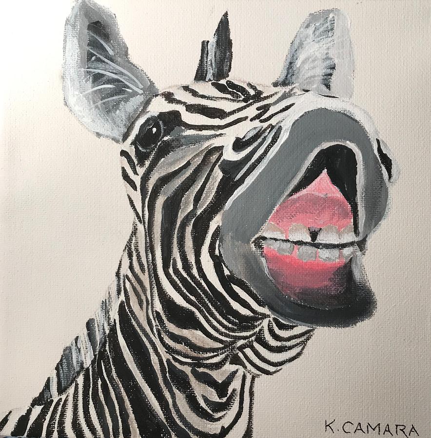 Ha Ha Zebra Painting by Kathie Camara