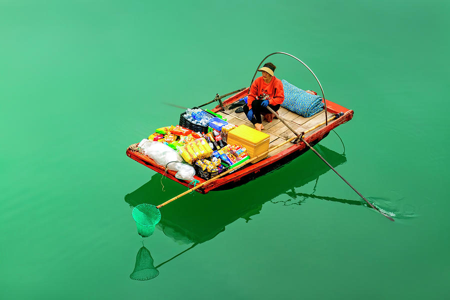 Ha Long Bay Boat Vendor Photograph by Carolyn Derstine