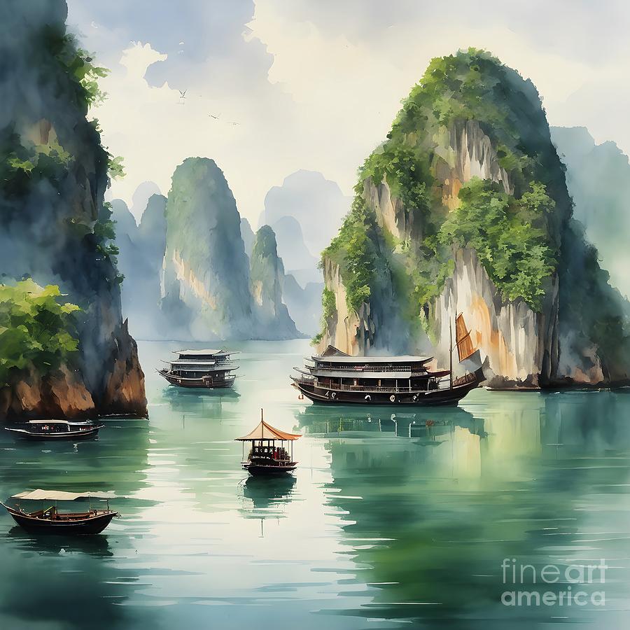 Ha Long Bay in Vietnam Digital Art by Sen Tinel - Fine Art America