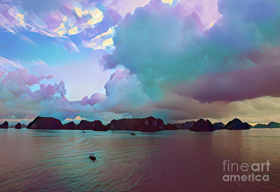 Ha Long Bay Topaz2 Digital Art by Chuck Kuhn