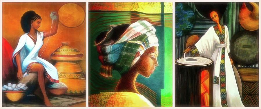 Habesha Triptych Digital Art by Tim Kieper | Pixels