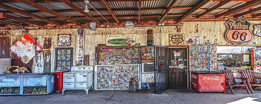 HACKBERRY SPRINGS, ROUTE 66, ARIZONA Hippies Use Side Door Photograph by Don Schimmel