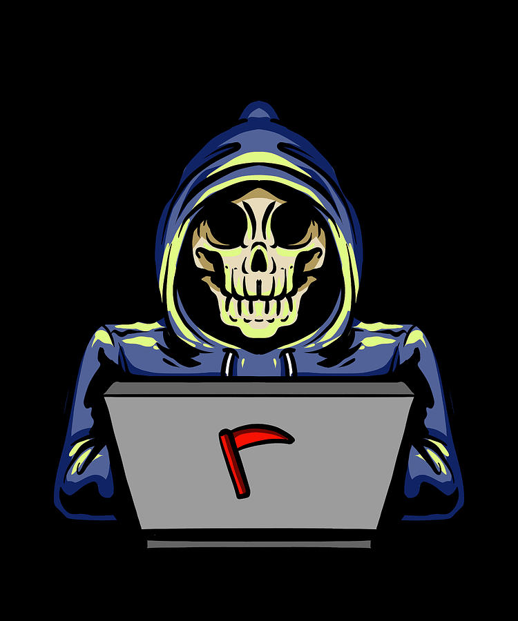 Hacking Cybersecurity Skeleton Computer Hacker Digital Art by ...