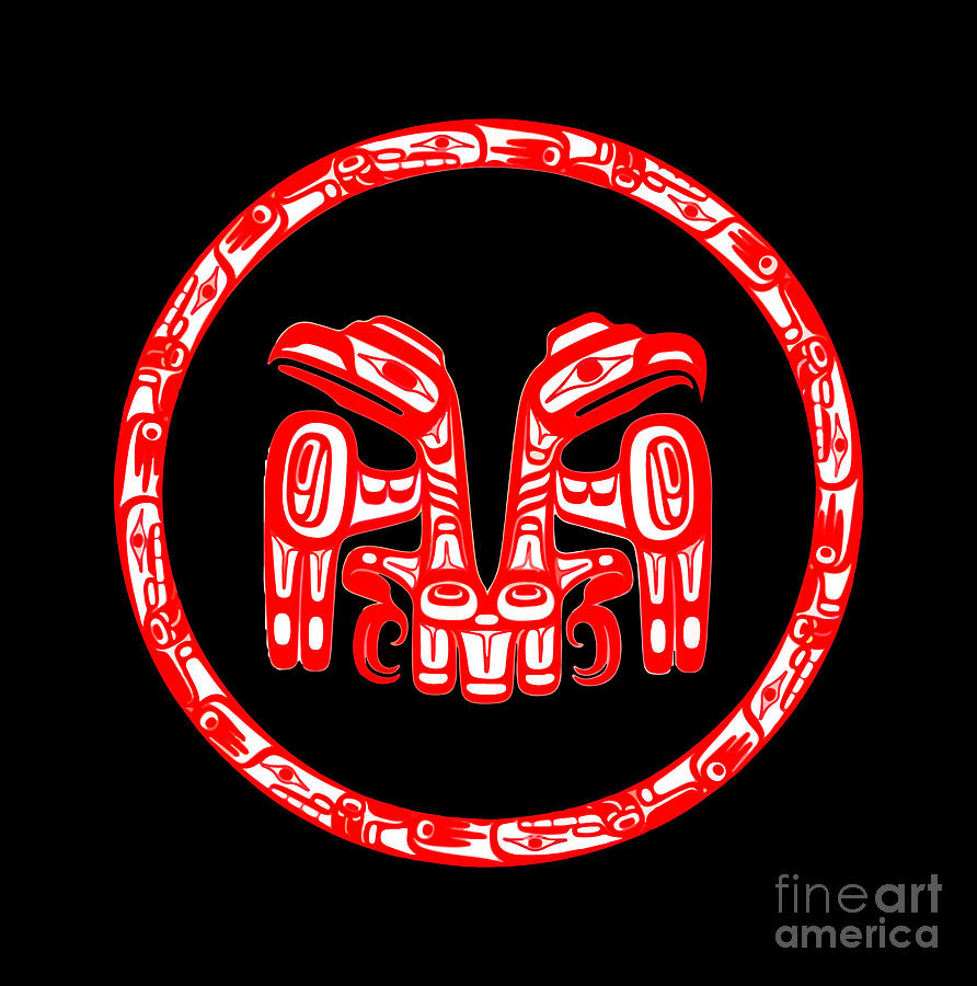 Haida Crest Double Red Eagles Pacific Northwest Coast Digital Art by Peter Ogden