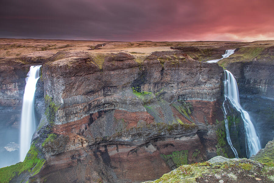 Haifoss and Granni Waterfalls, Iceland Photograph by Adrian Hendroff