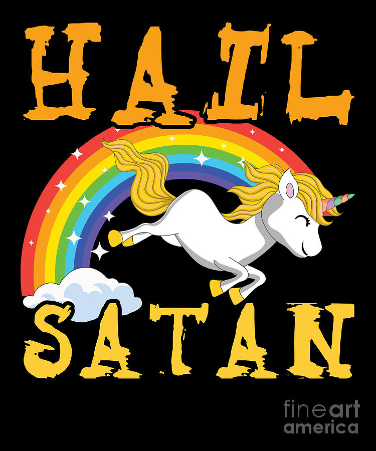 Hail Satan Unicorn Rainbow Metal Music Lover Rock Digital Art By Shirtom Fine Art America 9580