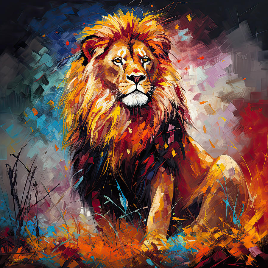 Lion Painting - Hail The King by Lourry Legarde