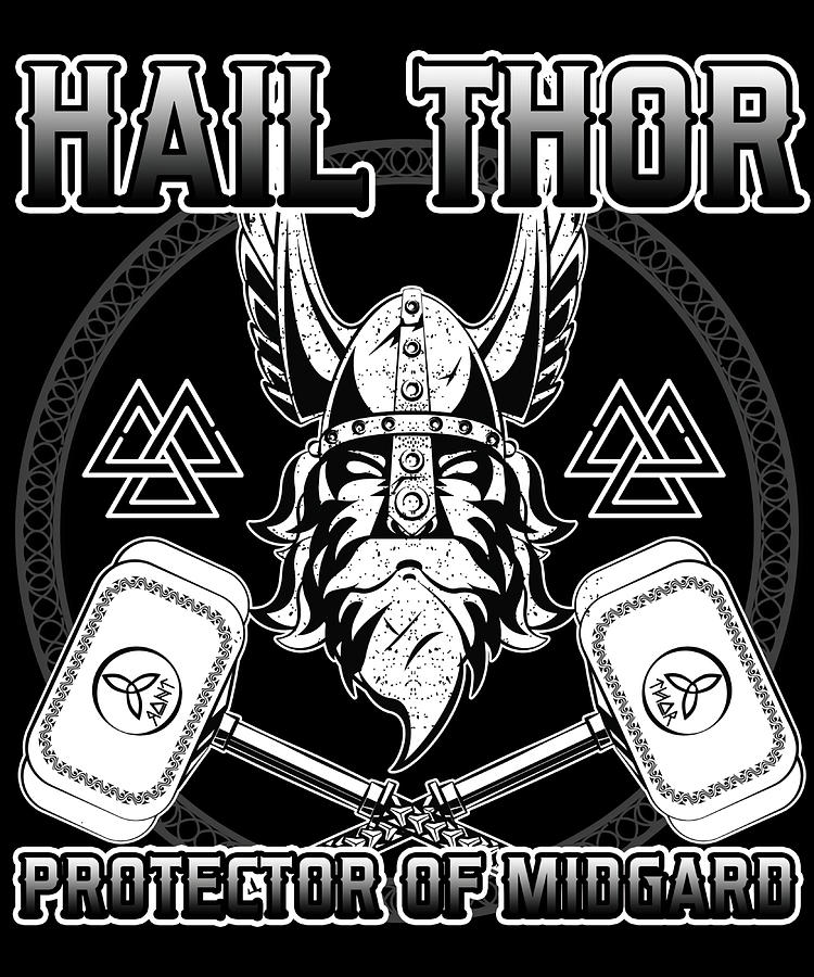 Hail Thor Protector Of Midgard Vikings Norse Painting by Logan Ward ...