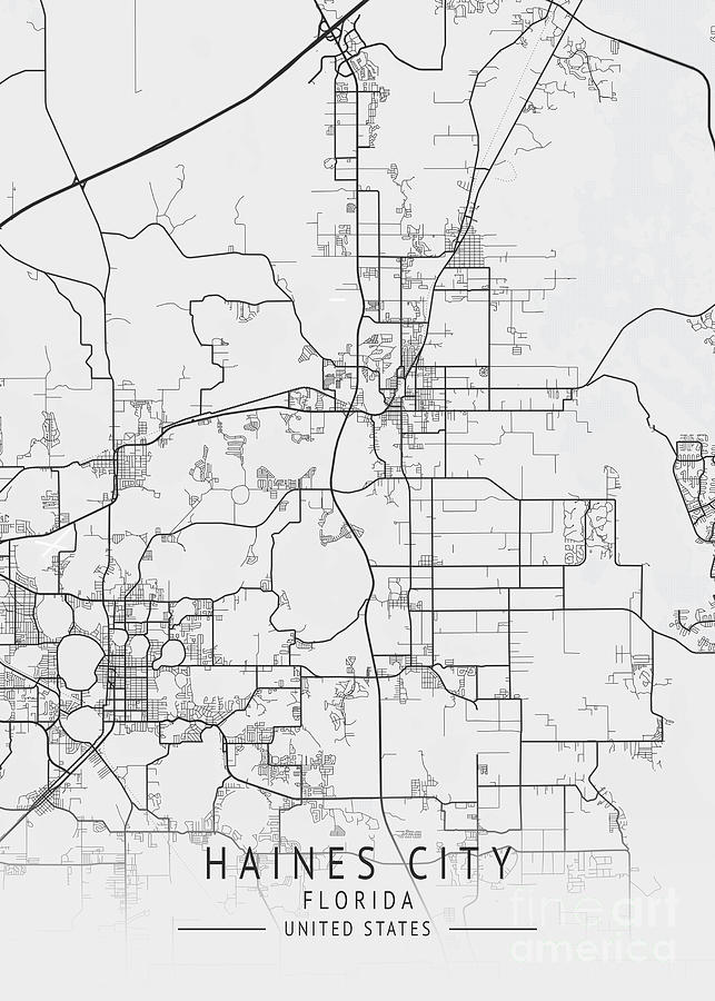 Haines City - Florida US Gray City Map Digital Art by Tien Stencil ...