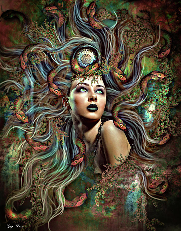 Hair Of Snakes- The Medusa Mixed Media by Gayle Berry - Pixels