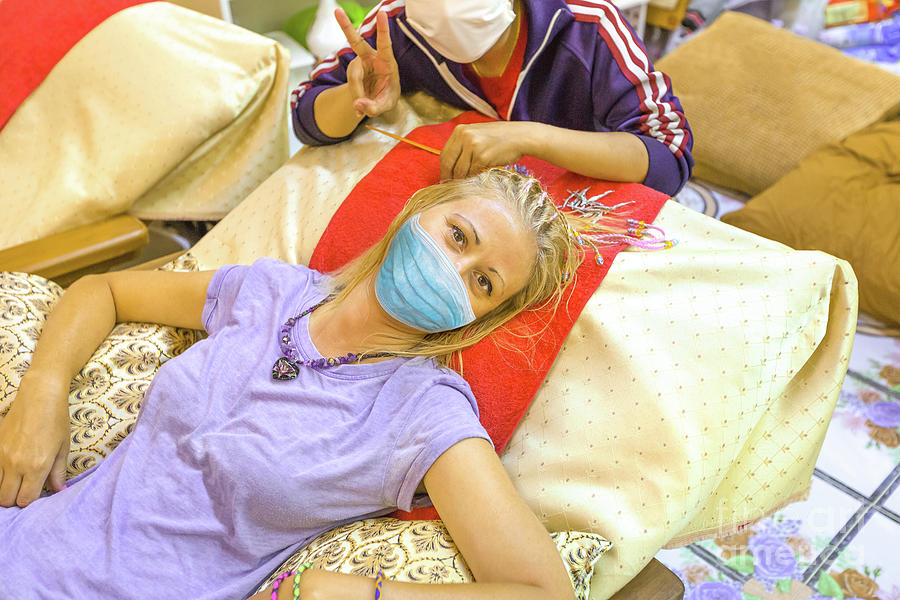 Hairstylist With Surgical Mask Photograph by Benny Marty